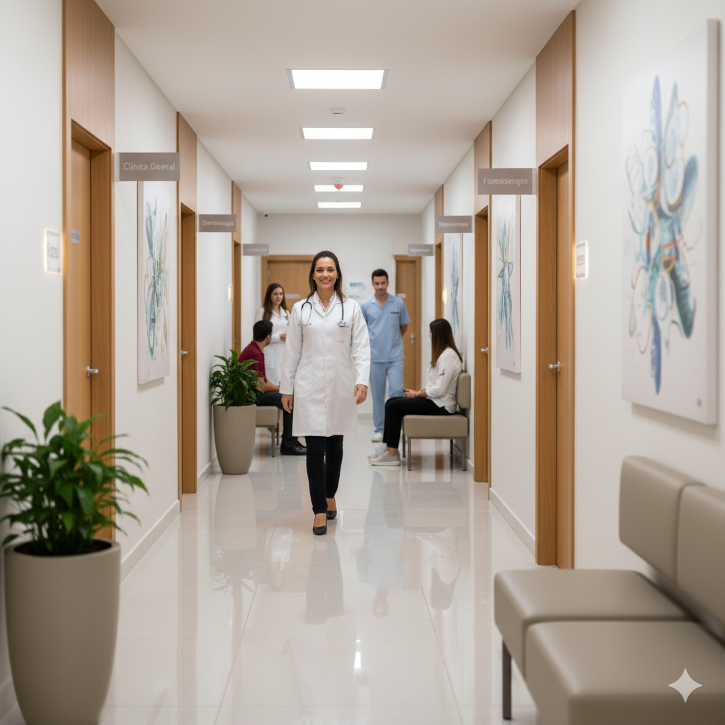 Corredor de uma clínica médica moderna